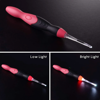 LED-illuminated crochet hook + 11 different needle sizes